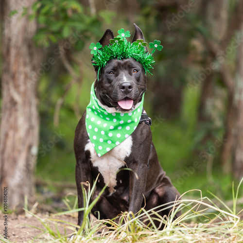 Dog in St Patrick's Day accessories