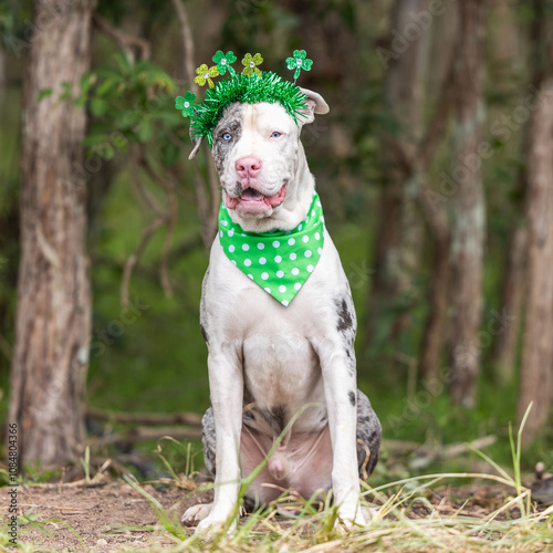 Dog in St Patrick's Day accessories