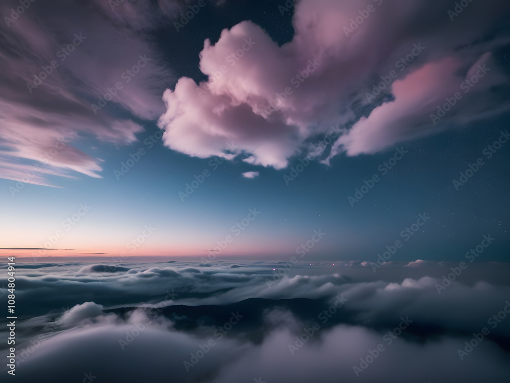 a purple cloud is above the ocean and the sky is purple. a purple cloud is above the ocean and the sky is purple.