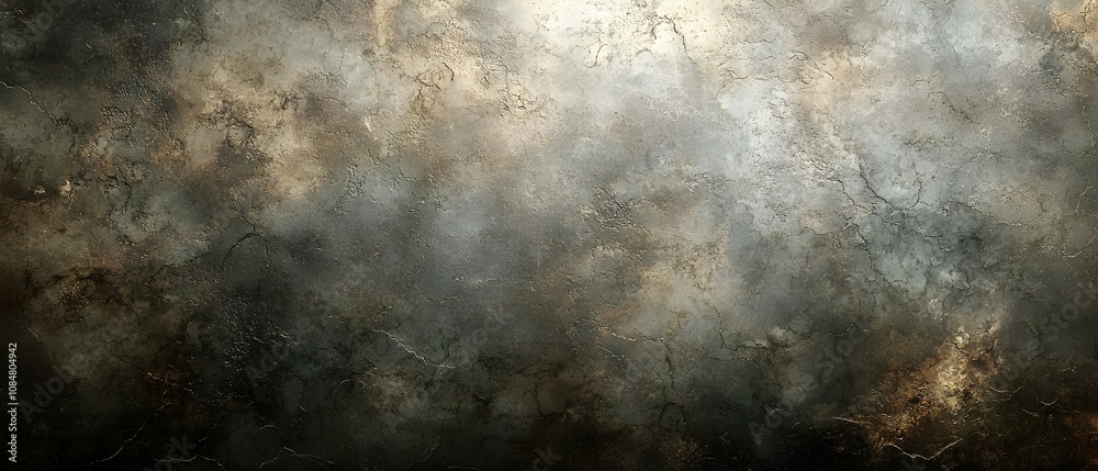 Fototapeta premium Abstract textured background featuring a blend of gray, brown, and gold tones, creating a moody and ethereal atmosphere ideal for artistic and design projects.