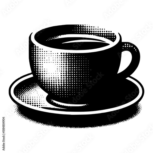 coffee cup retro halftone vintage poster print vector illustration template design