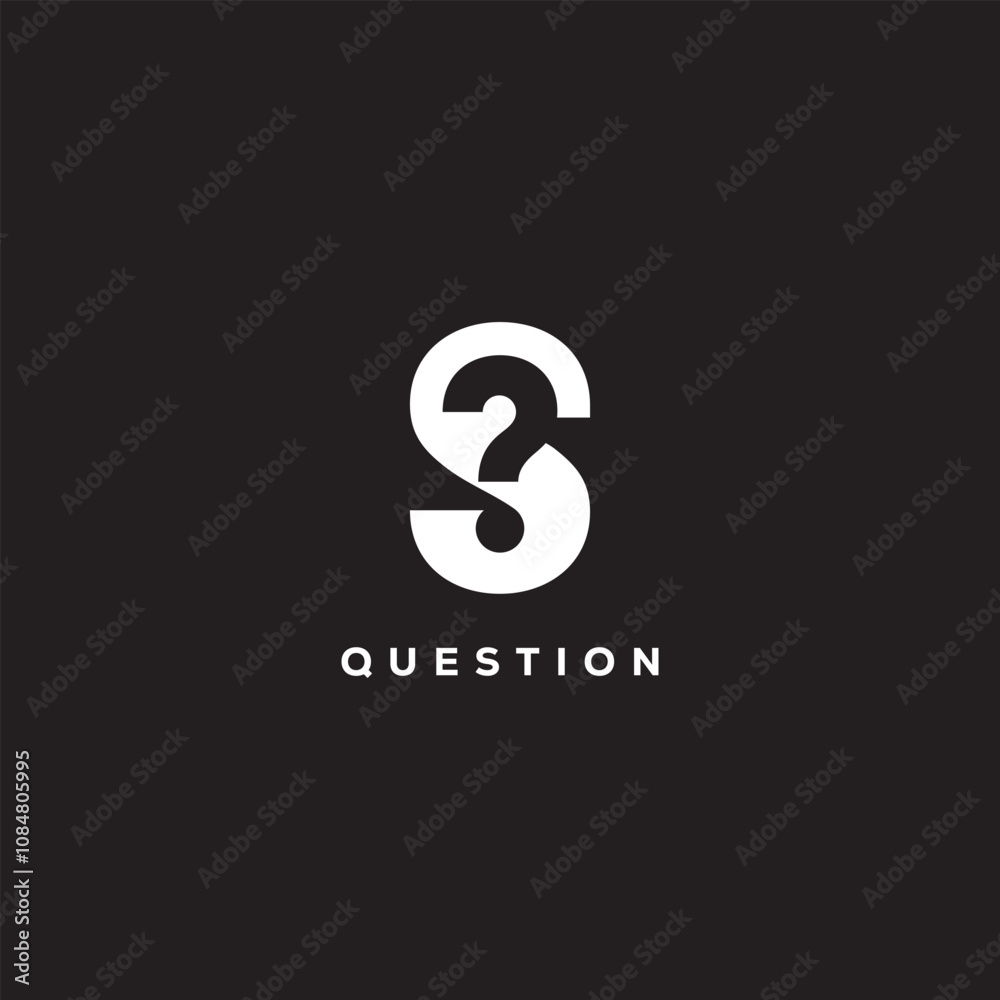 negative space logo letter S and question mark symbol vector design negative space logo letter S and question mark symbol vector design
