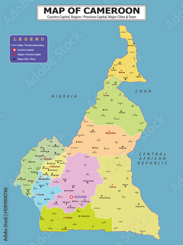 African Countries Geography Political map. Political map of country with capital, province or state capital, major cities and town.