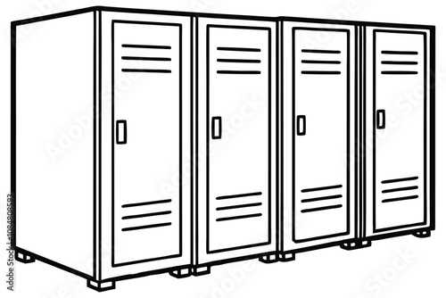 Locker Metal Cabinets vector line art