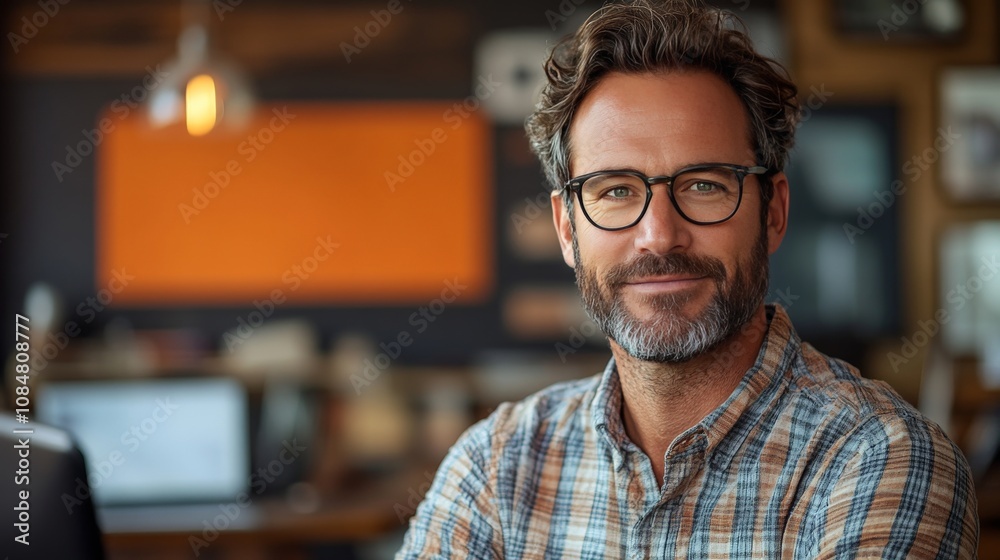 Portrait of a smiling man wearing glasses