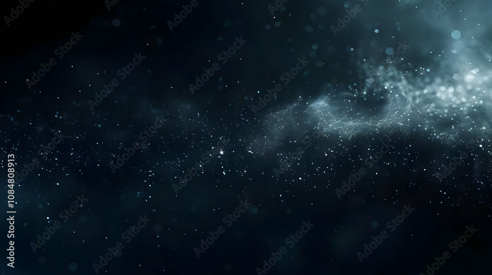 Fototapeta premium Abstract Blue and White Particle Background with a Glimmering, Swirling Effect