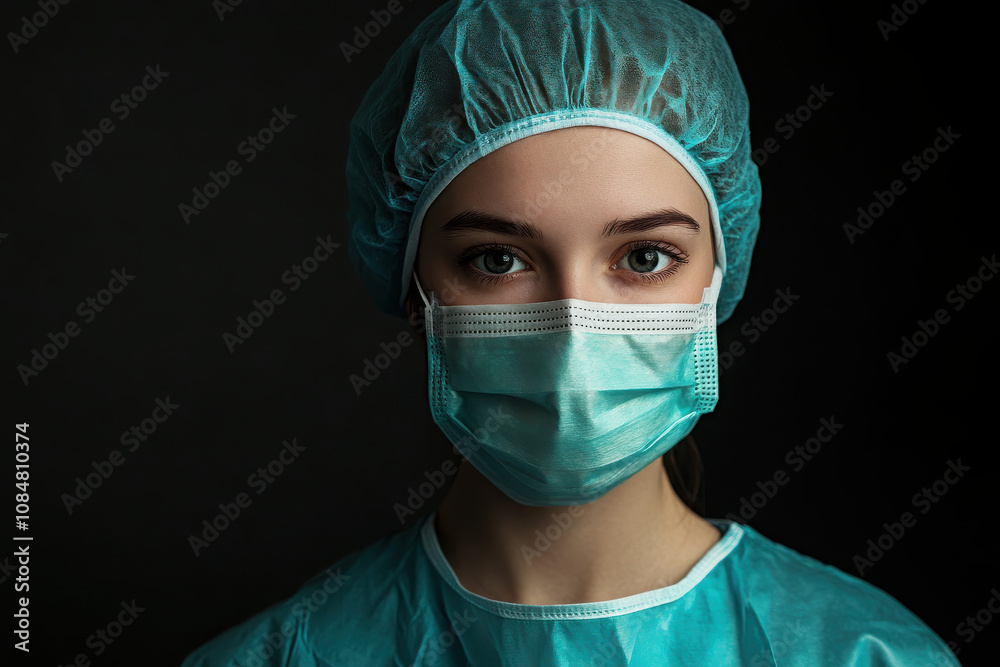 A healthcare worker in scrubs and a mask, emphasizing safety and professionalism. A healthcare worker in scrubs and a mask, emphasizing safety and professionalism.