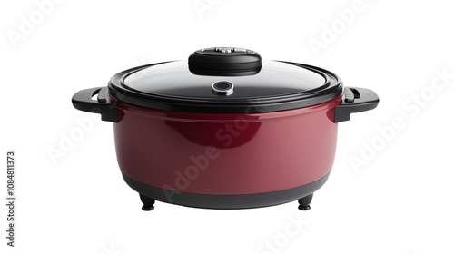 Stylish Red Cooking Pot isolated on transparent background 