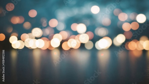 Dreamy Bokeh Light Patterns on a Blurry City Skyline at Night Urban Photography photo