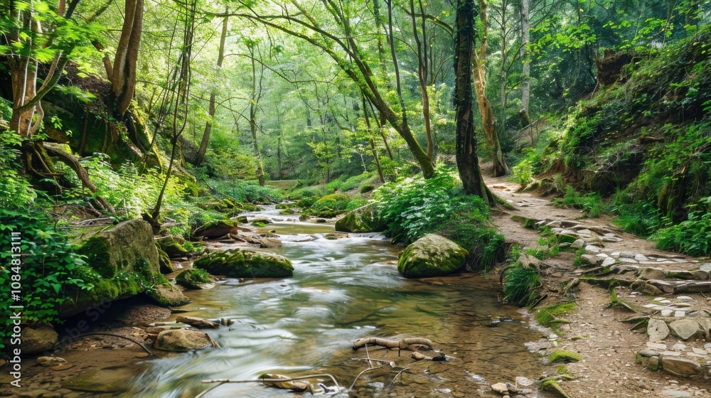 A digital detox retreat with nature trails and wellness activities, Retreat scene, Digital detox style A digital detox retreat with nature trails and wellness activities, Retreat scene, Digital detox style