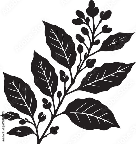 coffee branch silhouette vector art illustration