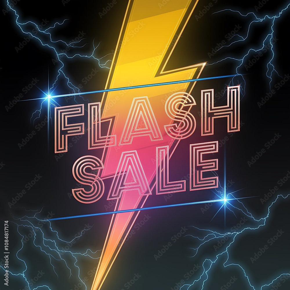 Fototapeta premium Flash Sale Announcement with Lightning Bolt Design