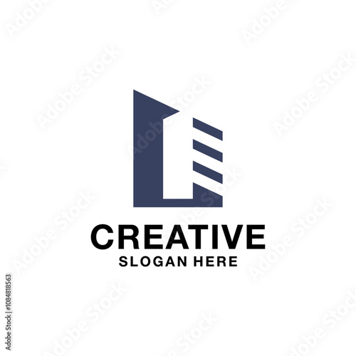 negative space building logo ...