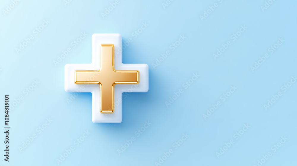 Obraz premium Golden Cross Symbol as a Medical Icon