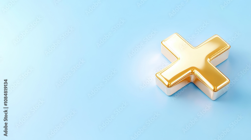 Obraz premium Golden Cross Symbol as a Medical Icon