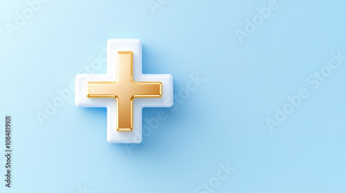 Golden Cross Symbol as a Medical Icon