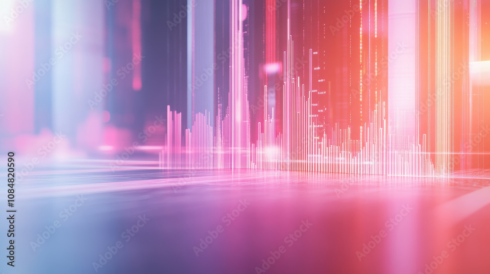 3D Data Waves in Futuristic Tech Landscape 3D Data Waves in Futuristic Tech Landscape
