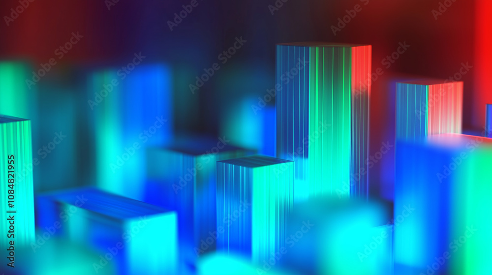 Colorful blocks under neon light Colorful blocks under neon light