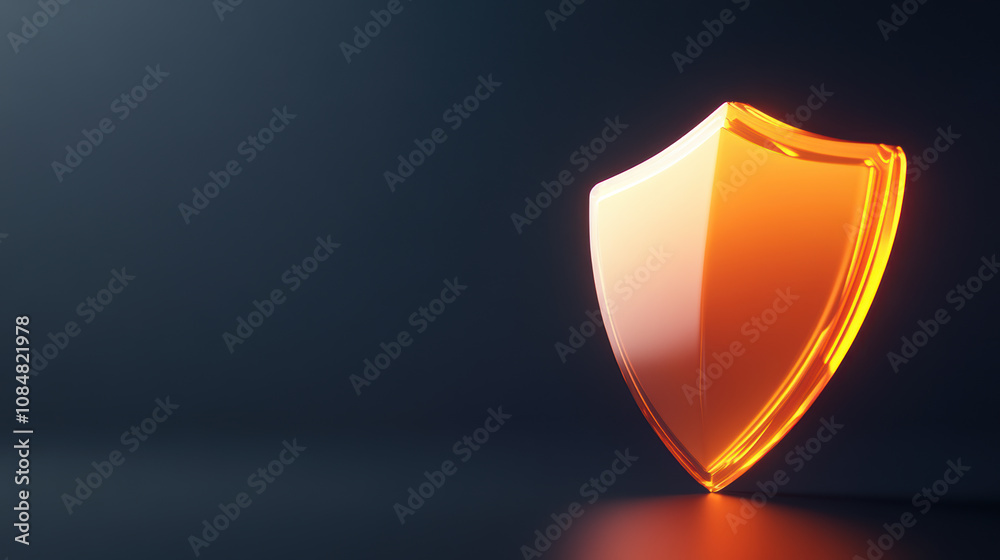Glowing 3D Digital Shield Icon Glowing 3D Digital Shield Icon