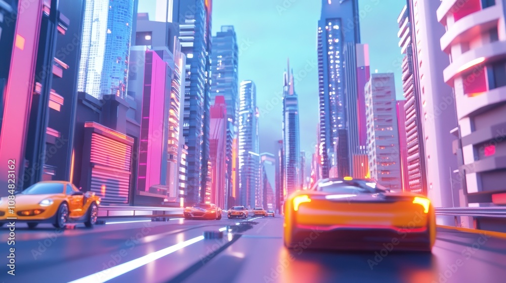 Neon Cityscape: A Futuristic Drive Through Vibrant Architecture Neon Cityscape: A Futuristic Drive Through Vibrant Architecture