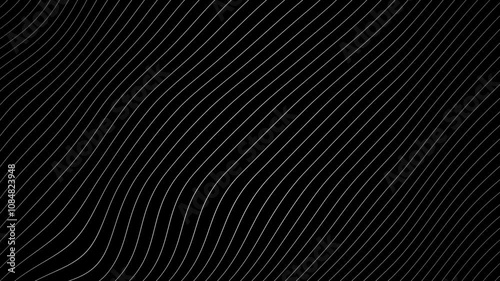 White Grey abstract curved wavy lines twist motion on black background. Futuristic minimal black and white motion design. Video animation Ultra HD 4K 3840x2160