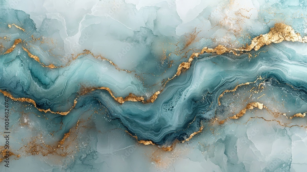 Abstract fluid art featuring teal and gold swirls, ideal for backgrounds or decor. Abstract fluid art featuring teal and gold swirls, ideal for backgrounds or decor.