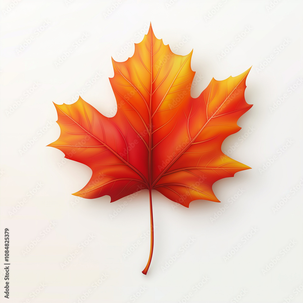 A single maple leaf, vibrant red and orange hues A single maple leaf, vibrant red and orange hues