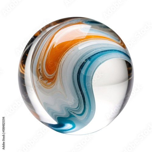 Glass marble with colorful swirl design