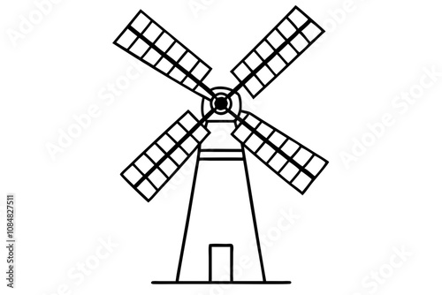 Vintage Windmill | isolated vector illustration on white background