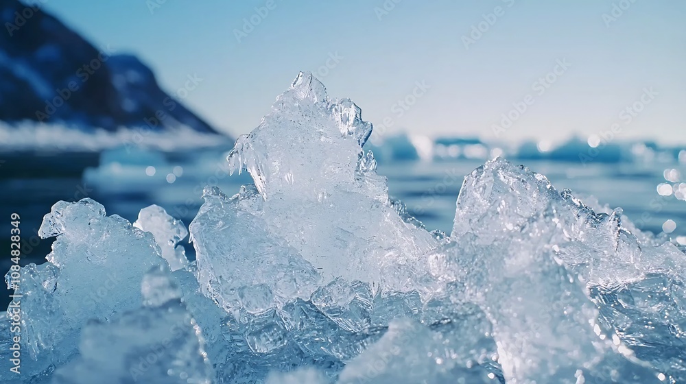 Obraz premium Cold Icy Shards, Suspended Icy Shards in Ultra HD Slow Motion with Copy Space