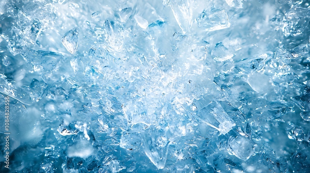 Cold Icy Shards, Shattered Ice Shards Spreading Outwards in Frozen Explosion of Dynamic Cold Texture Cold Icy Shards, Shattered Ice Shards Spreading Outwards in Frozen Explosion of Dynamic Cold Texture