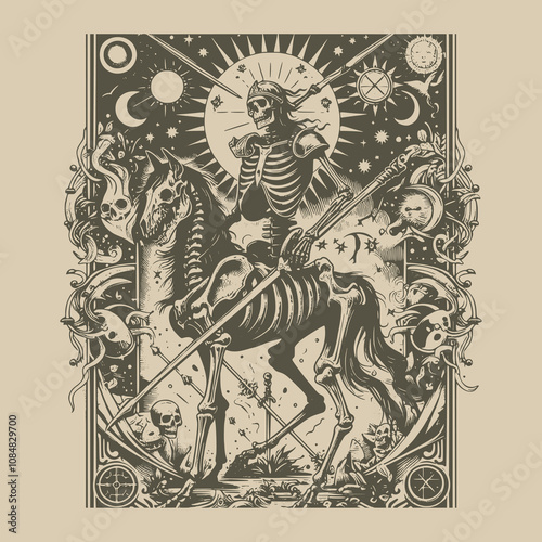 dark tarot with skeleton warrior