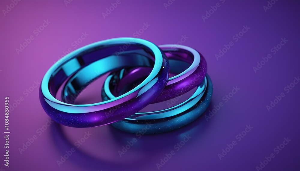 A pair of lights that are blue and purple A pair of lights that are blue and purple