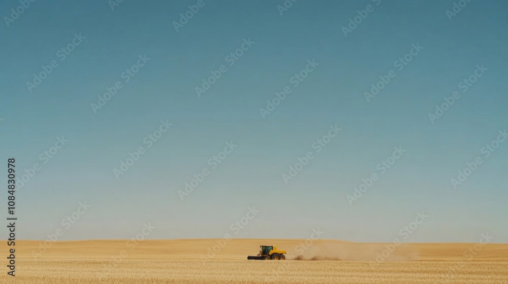 Obraz premium A lone traveler traverses the vast, sandy expanse beneath a boundless sky