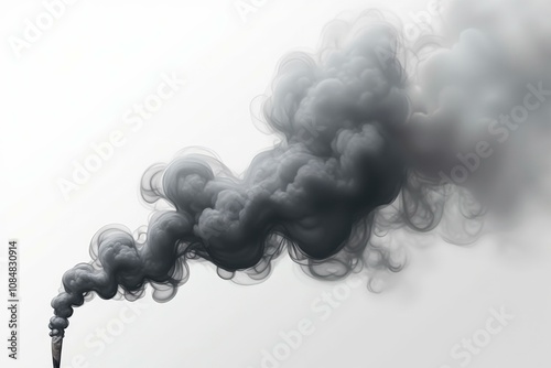 Dark Smoke Billowing from Industrial Chimney, Pollution Concept, Environmental Impact Visualization photo