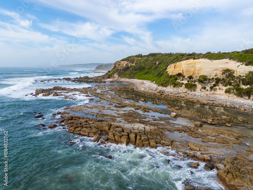 Swansea Heads - NSW Australia - Aerial view of rocky headland