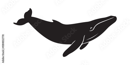 Whale shark silhouette vector on white background 