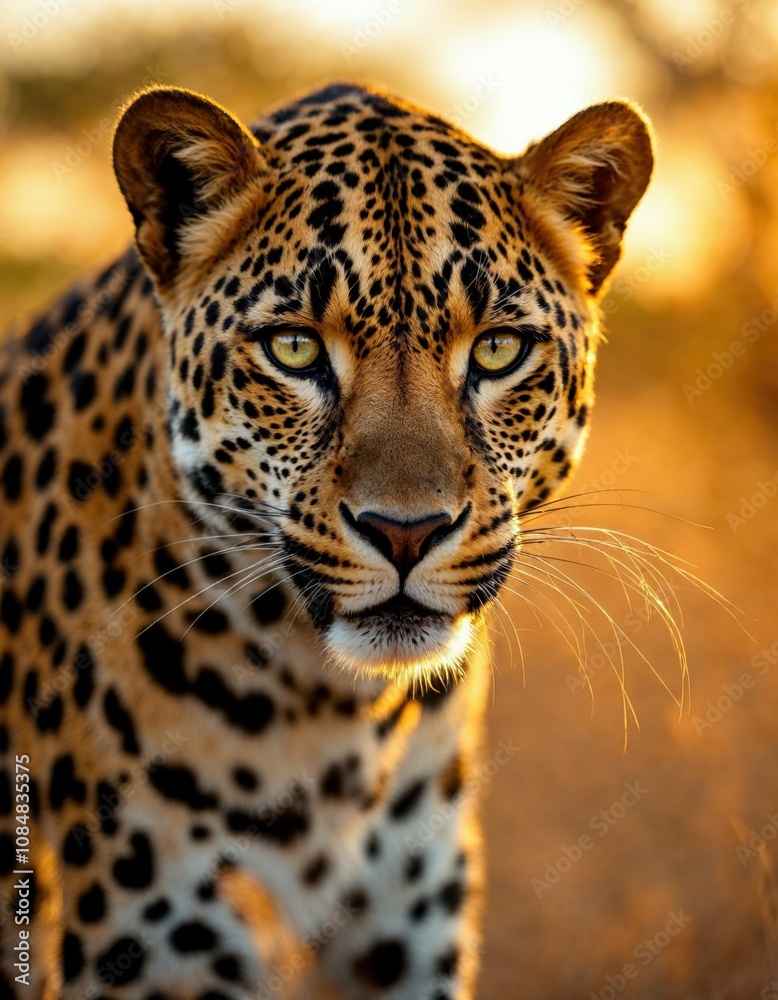 Fototapeta premium Close-up young leopard portrait
