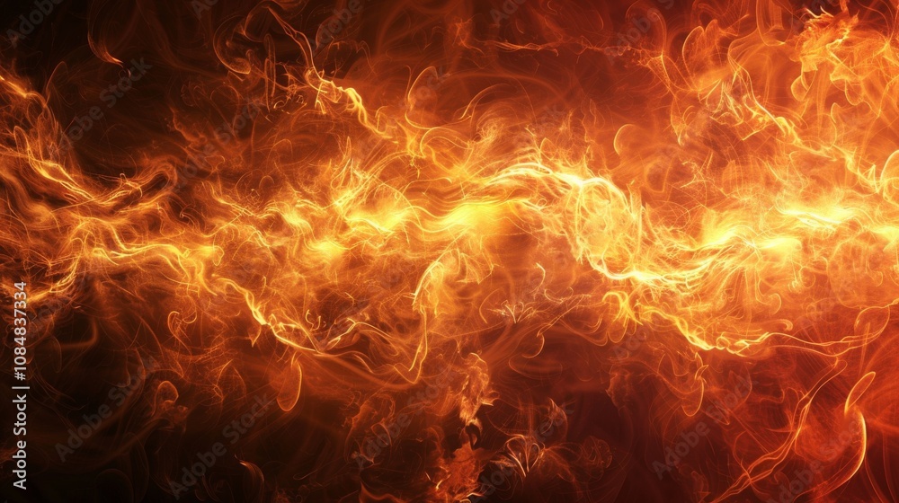 A fiery orange line with smoke and fire in the background A fiery orange line with smoke and fire in the background