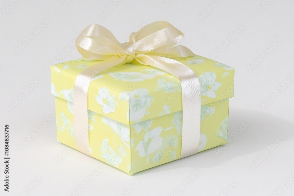 Fototapeta premium Yellow Gift Box with Floral Design
