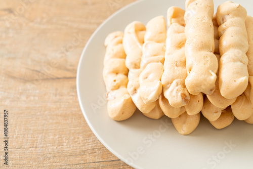 almonds meringue stick on plate