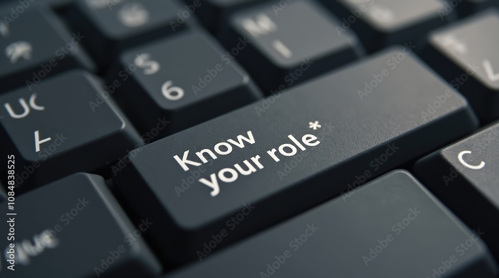 Know Your Role Text on Keyboard Button Close-Up Know Your Role Text on Keyboard Button Close-Up