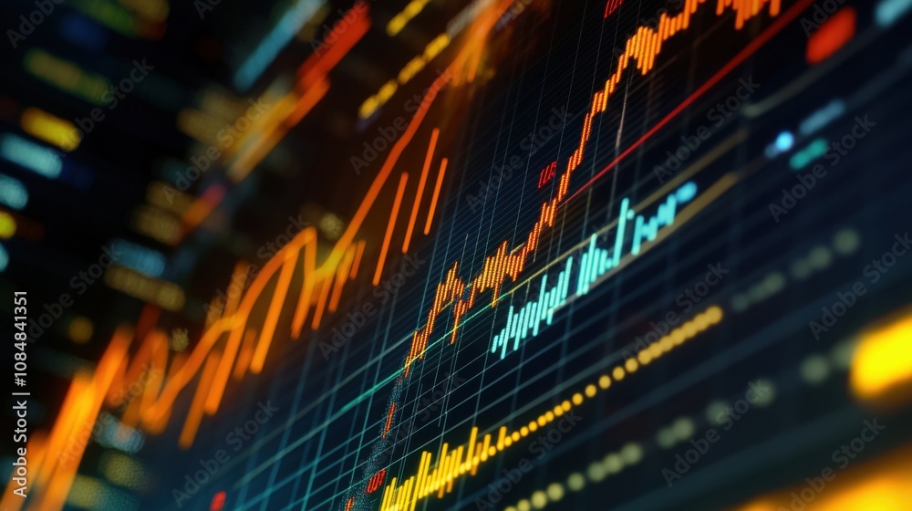 Business analysis displayed with charts and graphs on a screen Business analysis displayed with charts and graphs on a screen