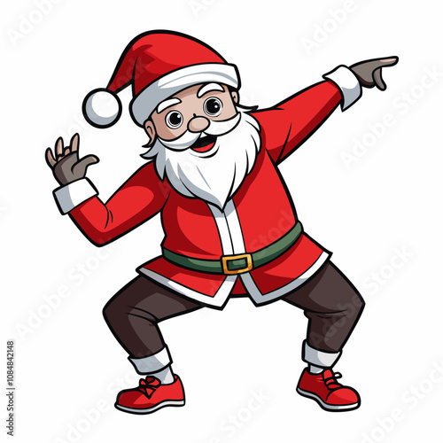 Vector illustration of Santa Claus Performing a Trendy Hip-Hop Dab Dance on White Background