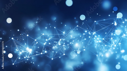 Wallpaper Mural Abstract Network Connections: A mesmerizing digital abstract with a network of glowing lines and points on a deep blue background. This evocative image symbolizes connectivity, data flow. Torontodigital.ca