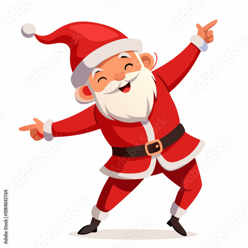 Vector Silhouette of Santa Claus Performing a Trendy Hip-Hop Dab Dance on White Background