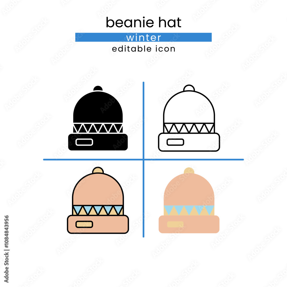 beanie hat winter icon set beanie hat winter icon set
