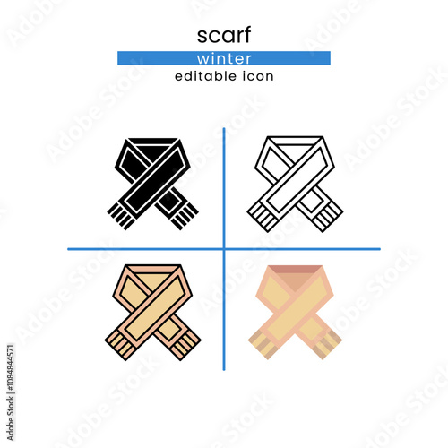 scarf winter icon set