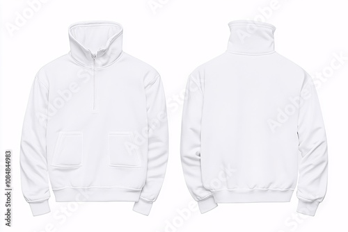 Blank White Quarter-Zip Mock Neck Sweatshirt