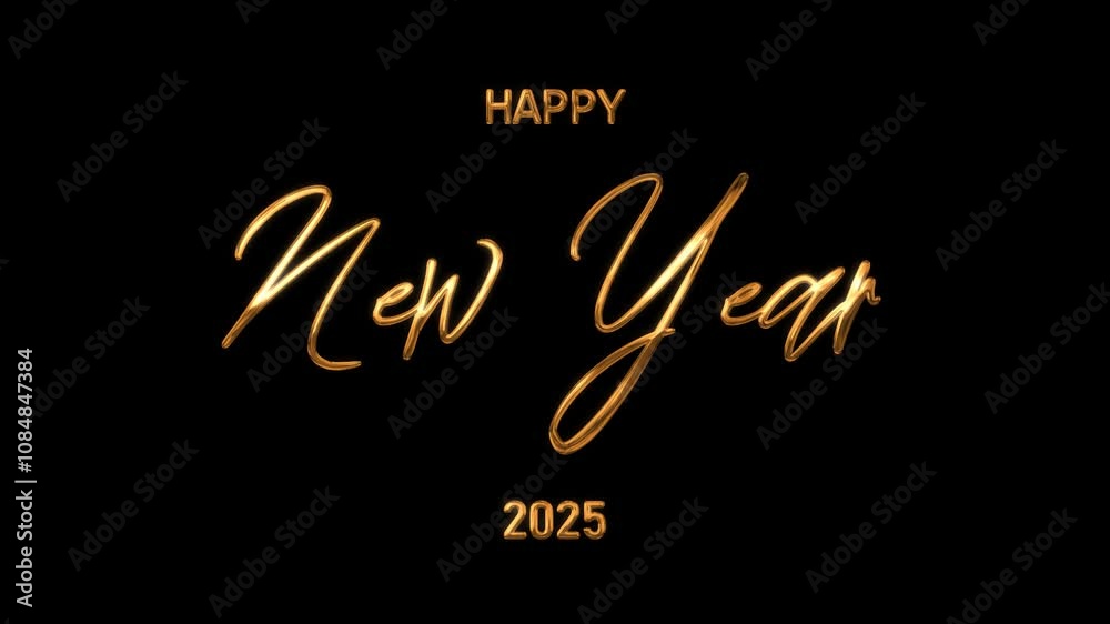 happy new year 2025 text animation handwritten golden letter on black background to celebrate new year happy new year 2025 text animation handwritten golden letter on black background to celebrate new year